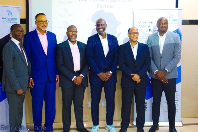Seyi Katola, Director of UnicloudAfrica; Ayotunde Coker, CEO of Open Access Data Centres (OADC); Tony Emoekpere, President of Association of Telecommunications Companies of Nigeria, Ladi Okuneye, Muhammed Rudman, CEO of Internet Exchange Point Of Nigeria (IXPN) Chuck Umeh